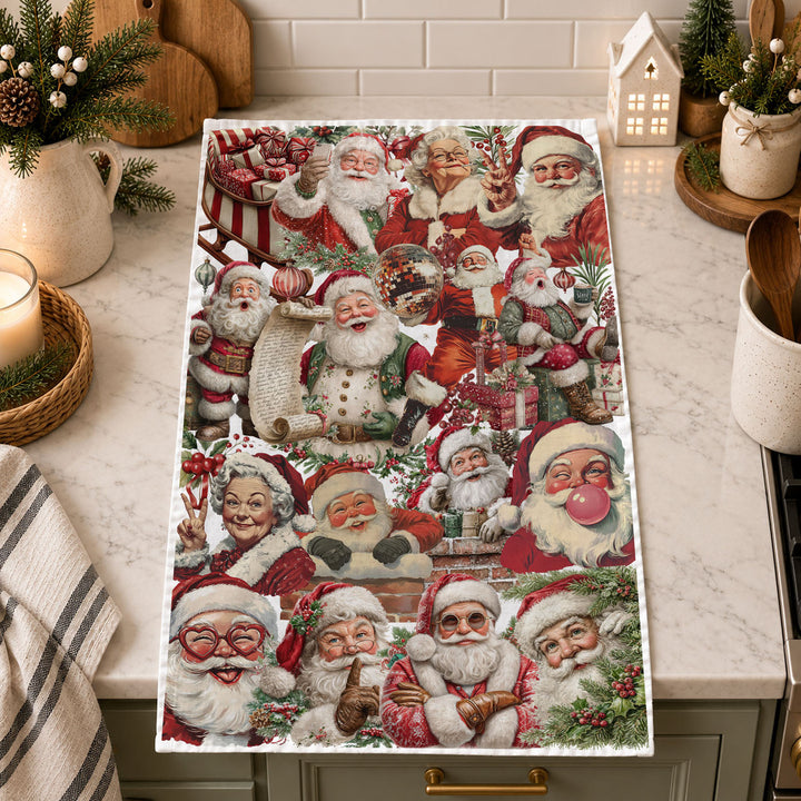 Santa Gone Wild Christmas Kitchen Tea Towel Holiday Decor Great Gift for Friends