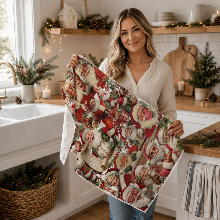 Santa Gone Wild Christmas Kitchen Tea Towel Holiday Decor Great Gift for Friends