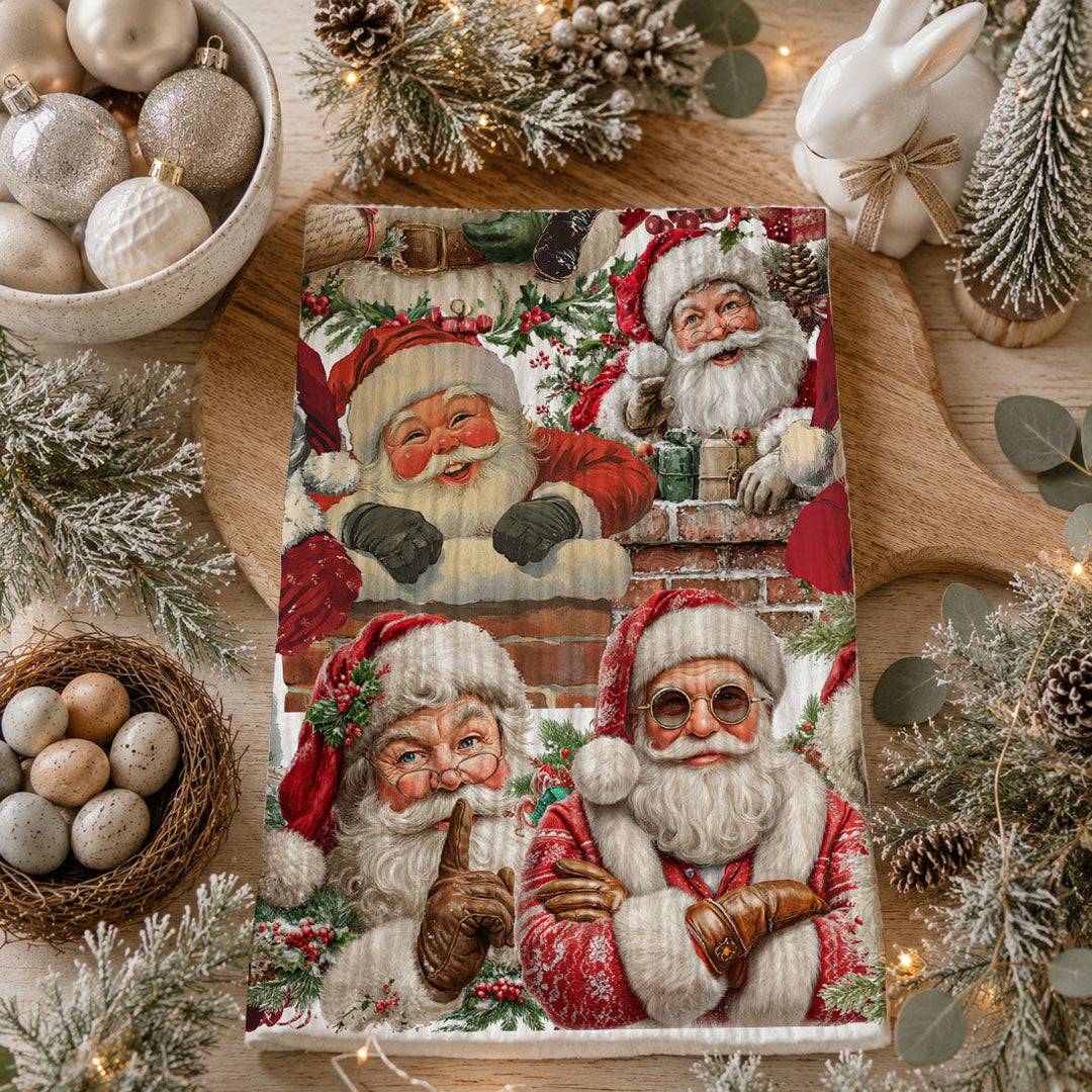 Santa Gone Wild Christmas Kitchen Tea Towel Holiday Decor Great Gift for Friends
