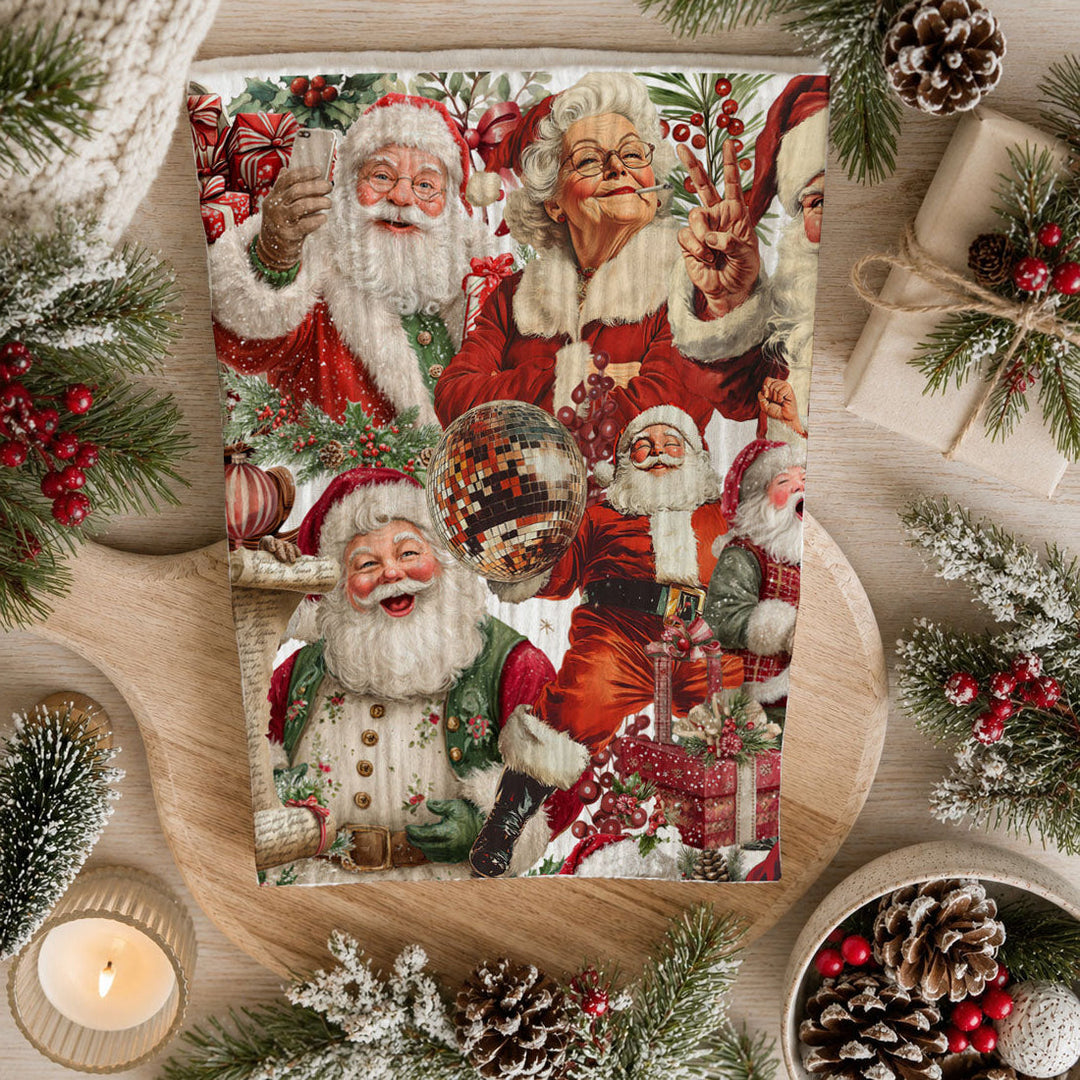 Santa Gone Wild Christmas Kitchen Tea Towel Holiday Decor Great Gift for Friends