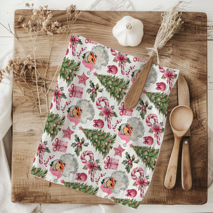 Pretty in Pinkmas Christmas Kitchen Tea Towel Pink Holiday Decor Great Gift Idea