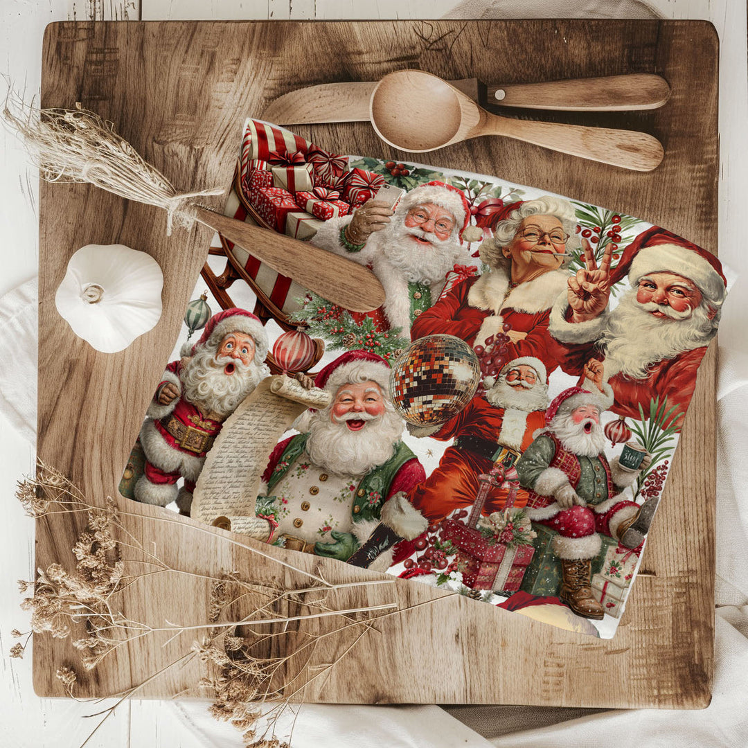 Santa Gone Wild Christmas Kitchen Tea Towel Holiday Decor Great Gift for Friends