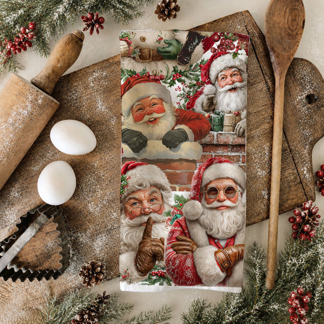 Santa Gone Wild Christmas Kitchen Tea Towel Holiday Decor Great Gift for Friends