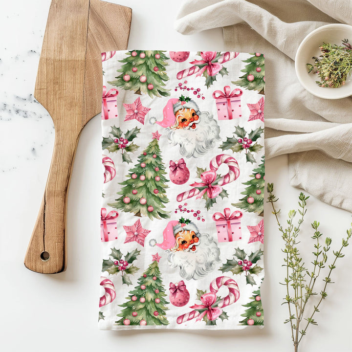 Pretty in Pinkmas Christmas Kitchen Tea Towel Pink Holiday Decor Great Gift Idea