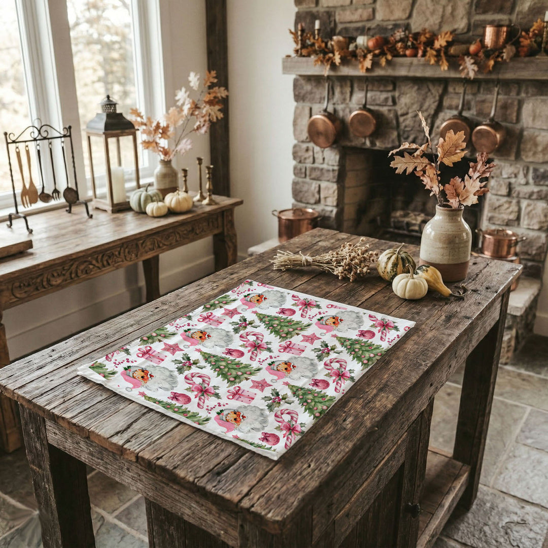 Pretty in Pinkmas Christmas Kitchen Tea Towel Pink Holiday Decor Great Gift Idea