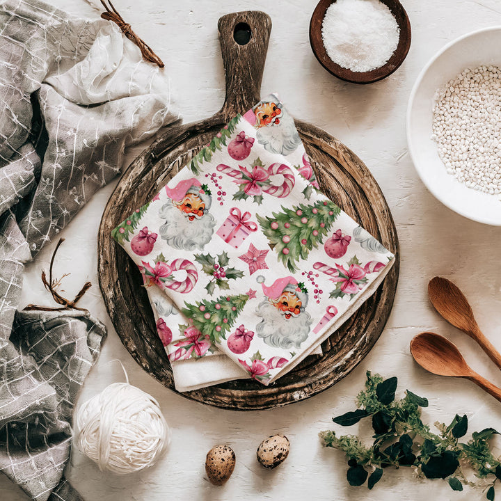 Pretty in Pinkmas Christmas Kitchen Tea Towel Pink Holiday Decor Great Gift Idea