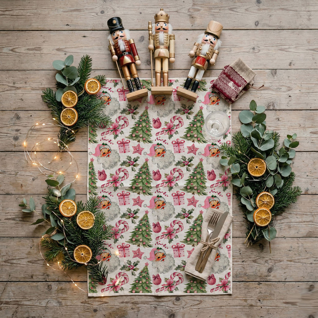 Pretty in Pinkmas Christmas Kitchen Tea Towel Pink Holiday Decor Great Gift Idea