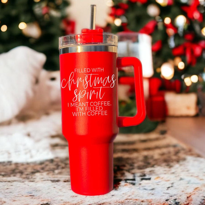 Christmas Spirit OG Insulated Tumbler 40oz Red Handle Lid Straw Fun Holiday Gift