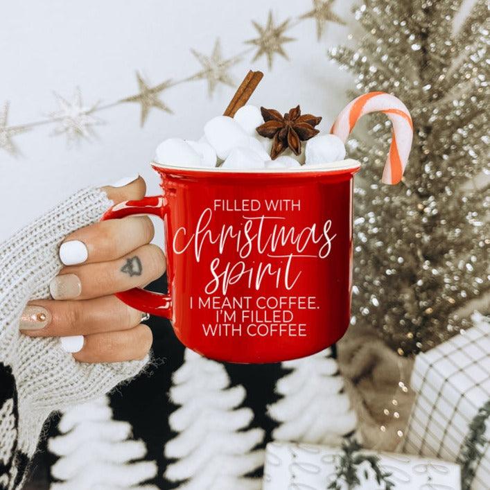 Christmas Spirit Funny Ceramic Coffee Mug 14oz Holiday Cheeky Gift for Friends