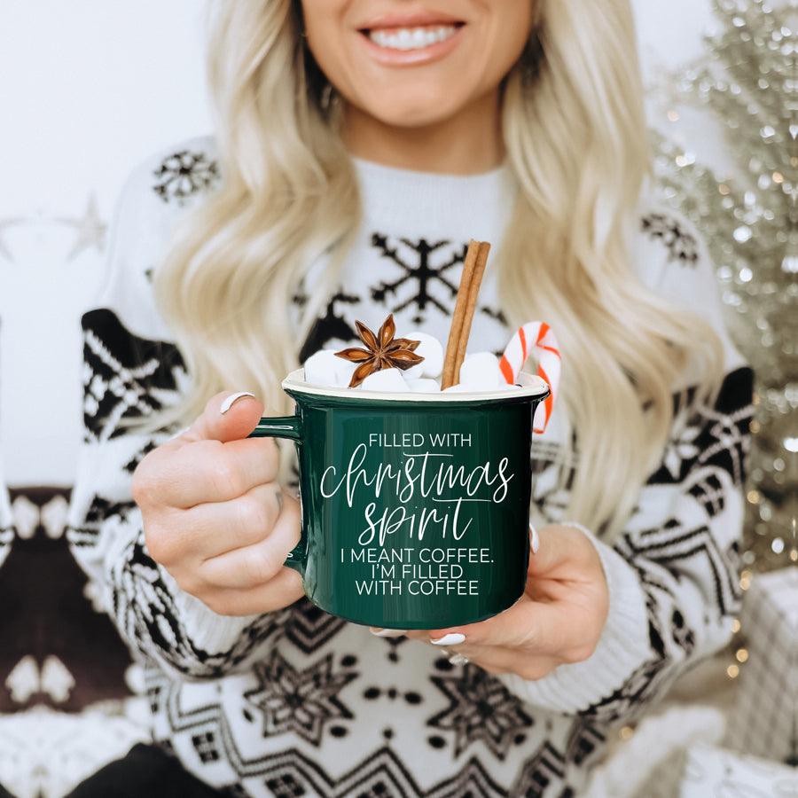 Christmas Spirit Funny Ceramic Coffee Mug 14oz Holiday Cheeky Gift for Friends