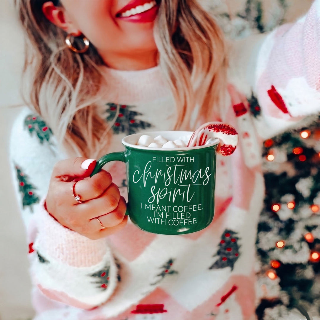 Christmas Spirit Funny Ceramic Coffee Mug 14oz Holiday Cheeky Gift for Friends