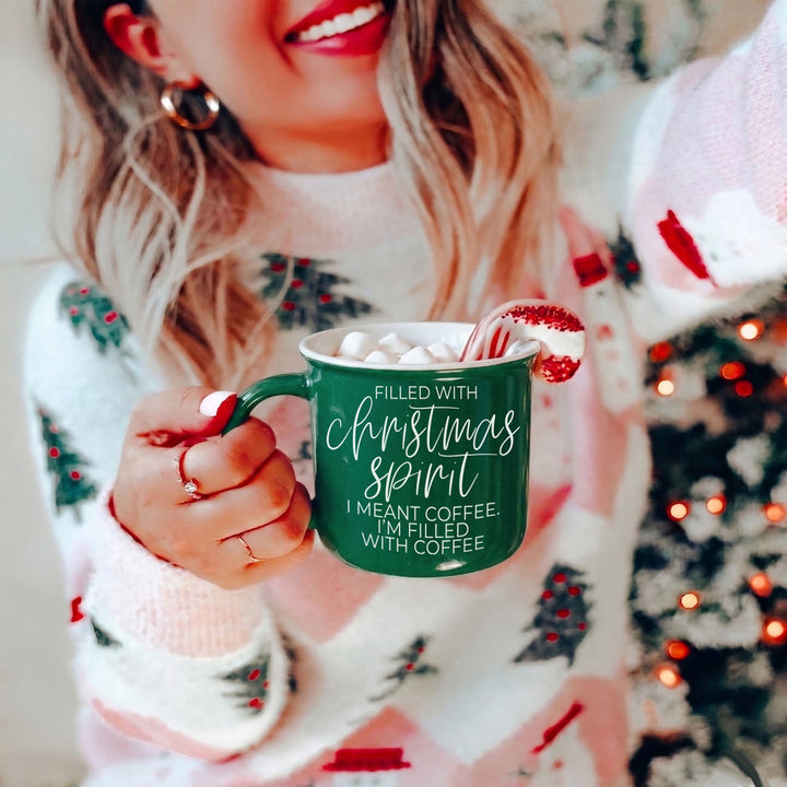 Christmas Spirit Funny Ceramic Coffee Mug 14oz Holiday Cheeky Gift for Friends