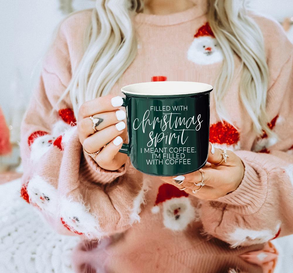 Christmas Spirit Funny Ceramic Coffee Mug 14oz Holiday Cheeky Gift for Friends