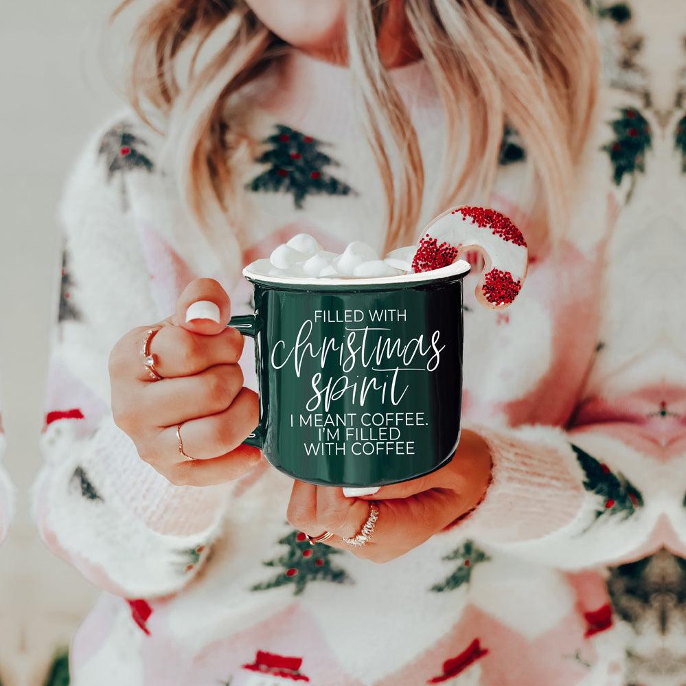 Christmas Spirit Funny Ceramic Coffee Mug 14oz Holiday Cheeky Gift for Friends