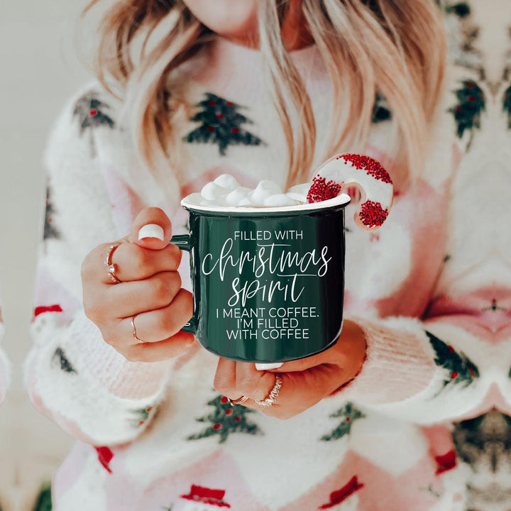 Christmas Spirit Funny Ceramic Coffee Mug 14oz Holiday Cheeky Gift for Friends