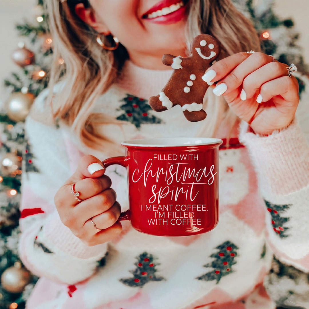 Christmas Spirit Funny Ceramic Coffee Mug 14oz Holiday Cheeky Gift for Friends