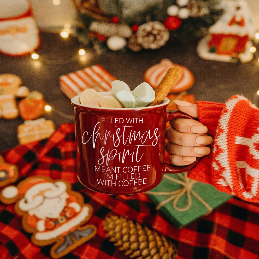 Christmas Spirit Funny Ceramic Coffee Mug 14oz Holiday Cheeky Gift for Friends