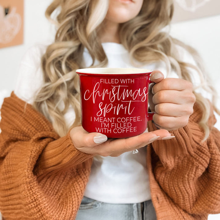 Christmas Spirit Funny Ceramic Coffee Mug 14oz Holiday Cheeky Gift for Friends
