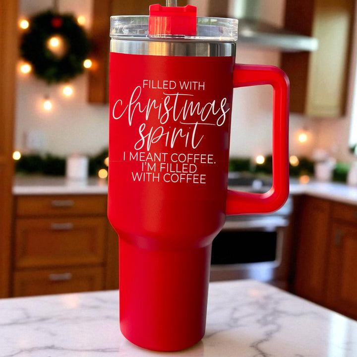 Christmas Spirit OG Insulated Tumbler 40oz Red Handle Lid Straw Fun Holiday Gift