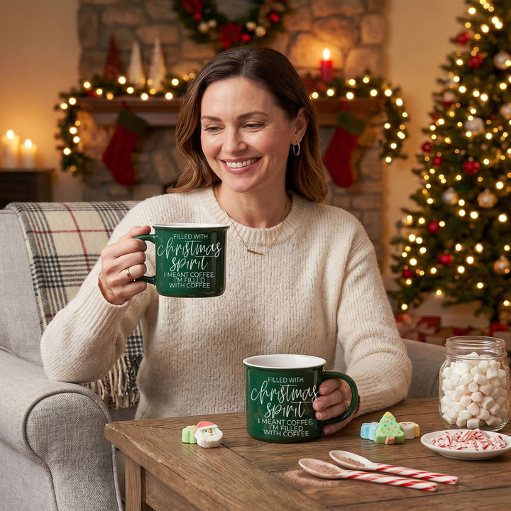 Christmas Spirit Funny Ceramic Coffee Mug 14oz Holiday Cheeky Gift for Friends