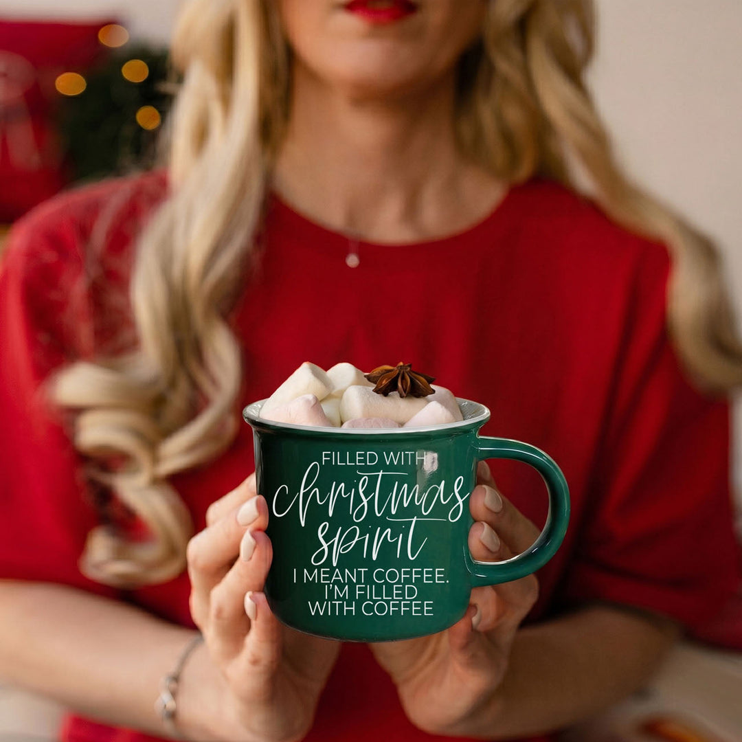 Christmas Spirit Funny Ceramic Coffee Mug 14oz Holiday Cheeky Gift for Friends