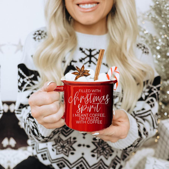 Christmas Spirit Funny Ceramic Coffee Mug 14oz Holiday Cheeky Gift for Friends