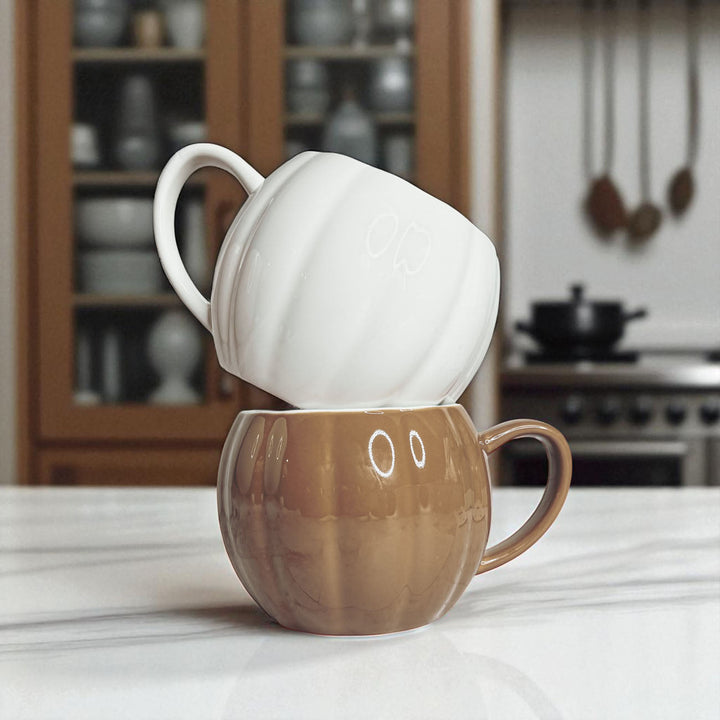 Pumpkin Shaped Ceramic Coffee Mug 16.8oz Fall Drinkware Great Gift for Friends