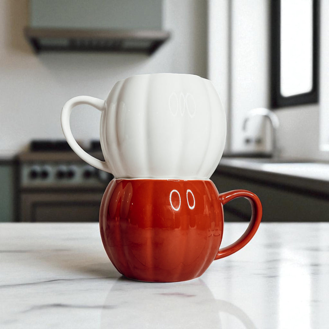 Pumpkin Shaped Ceramic Coffee Mug 16.8oz Fall Drinkware Great Gift for Friends