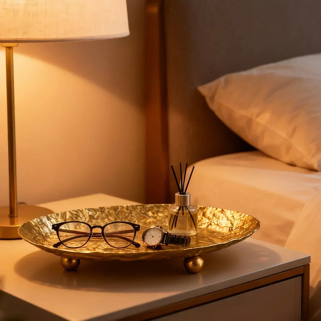 Storage Tray - Hammered Golden Metal