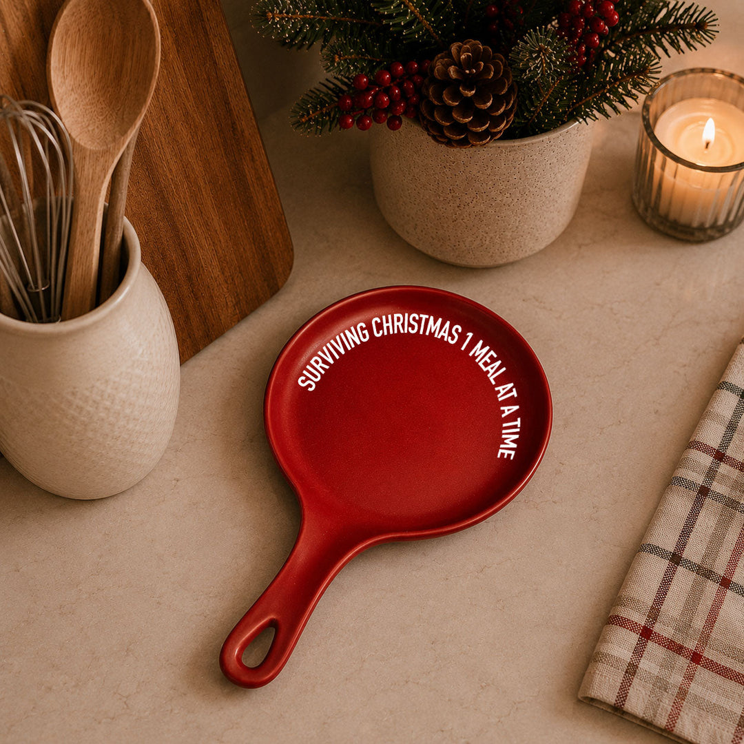 Surviving Christmas Porcelain Spoon Rest Funny Holiday Kitchen Cheeky Fun Gift