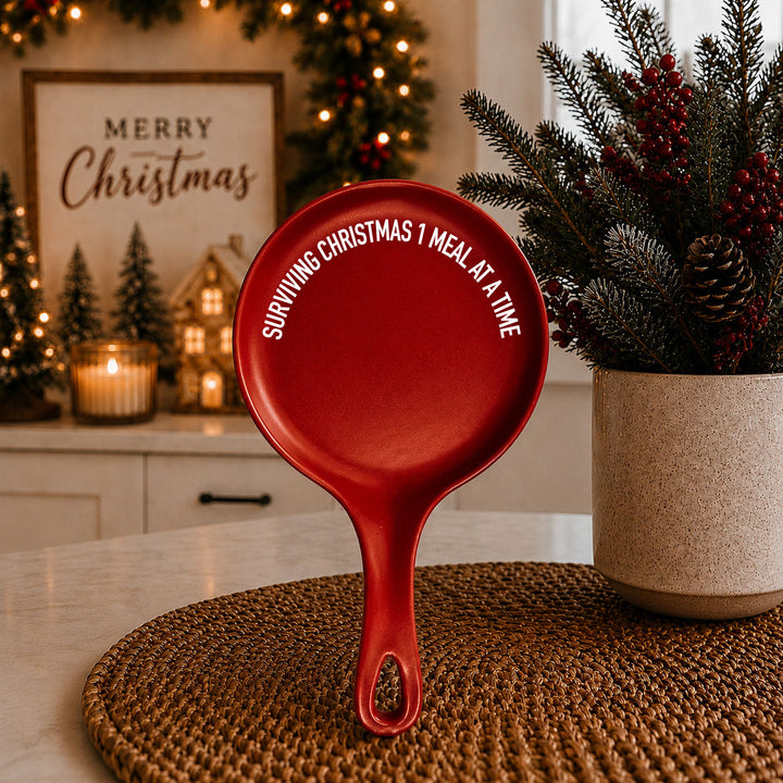 Surviving Christmas Porcelain Spoon Rest Funny Holiday Kitchen Cheeky Fun Gift