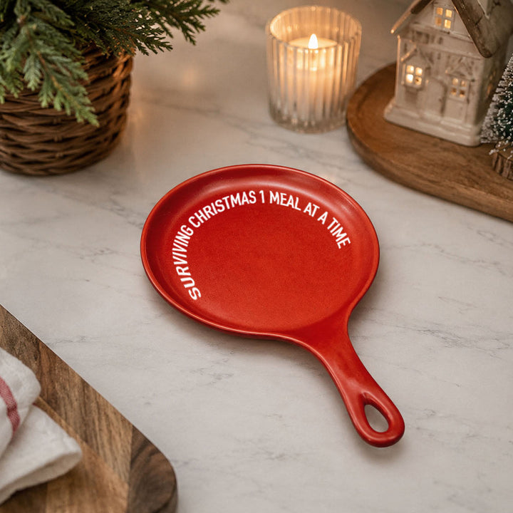 Surviving Christmas Porcelain Spoon Rest Funny Holiday Kitchen Cheeky Fun Gift