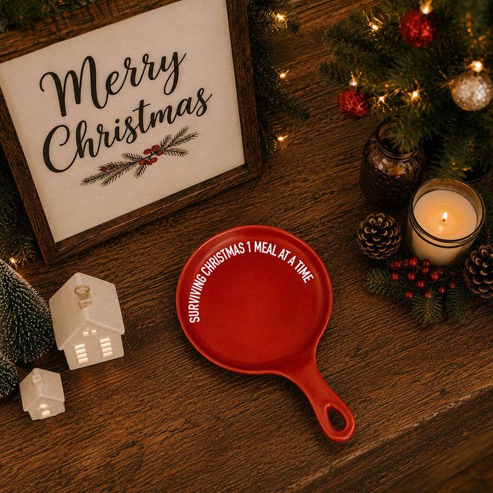 Surviving Christmas Porcelain Spoon Rest Funny Holiday Kitchen Cheeky Fun Gift