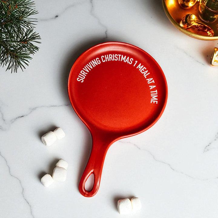 Surviving Christmas Porcelain Spoon Rest Funny Holiday Kitchen Cheeky Fun Gift