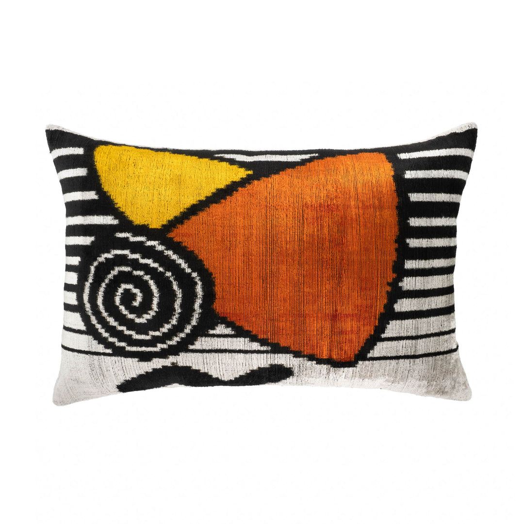 Symphony Silk Velvet Ikat Throw Pillow Cover, 16 x 24