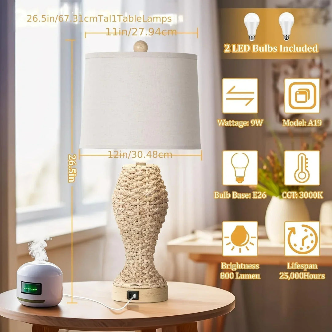 Table Lamp - Woven Seagrass 26.5inch