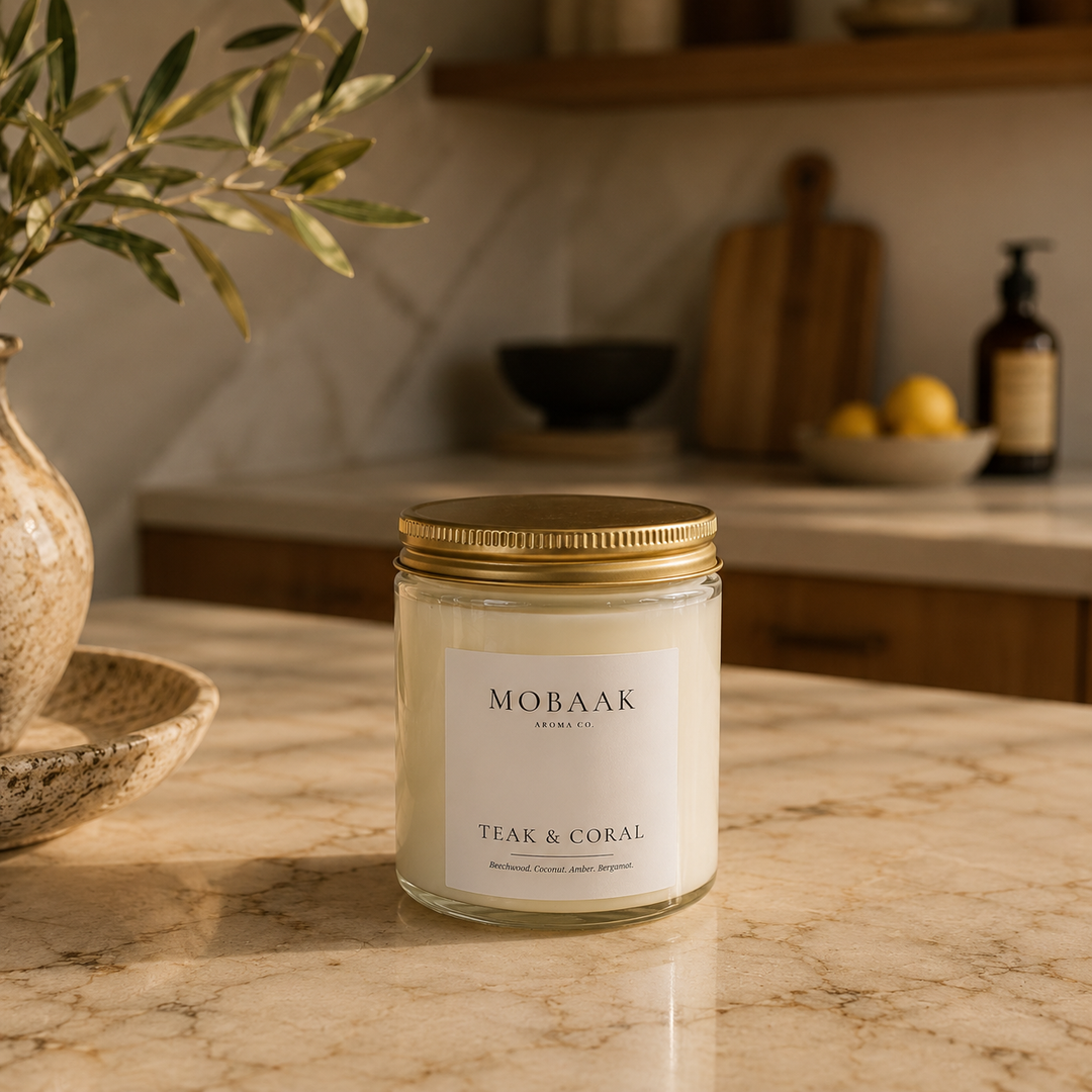 Teak &amp; Coral Candle