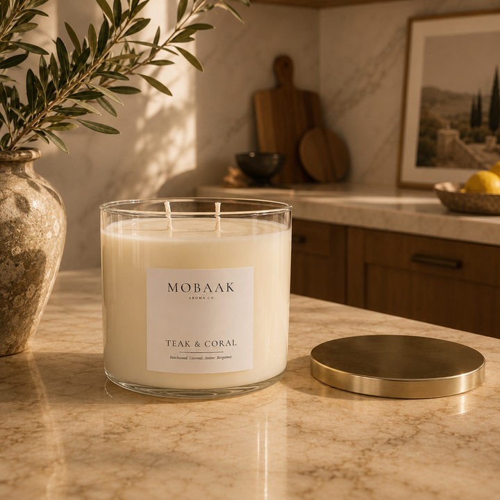 Teak &amp; Coral Candle