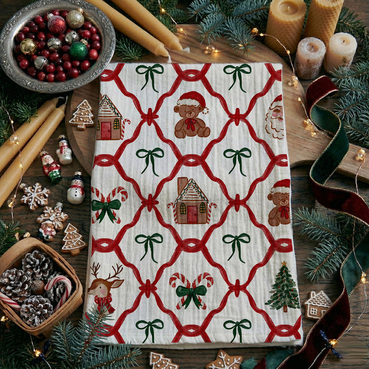 Vintage Christmas Variety Cotton Kitchen Tea Towel Holiday Decor Great Gift Idea