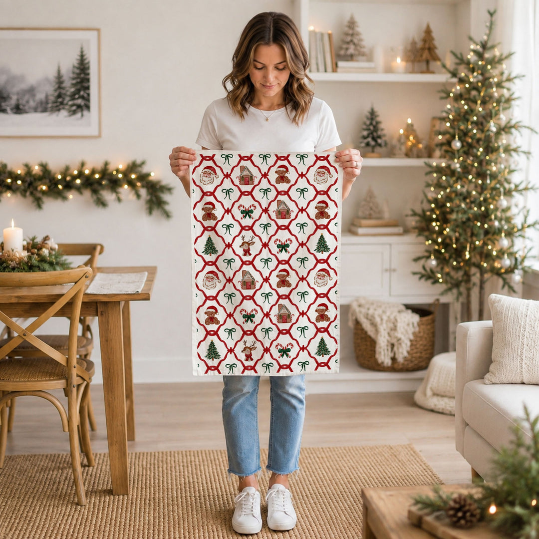 Vintage Christmas Variety Cotton Kitchen Tea Towel Holiday Decor Great Gift Idea