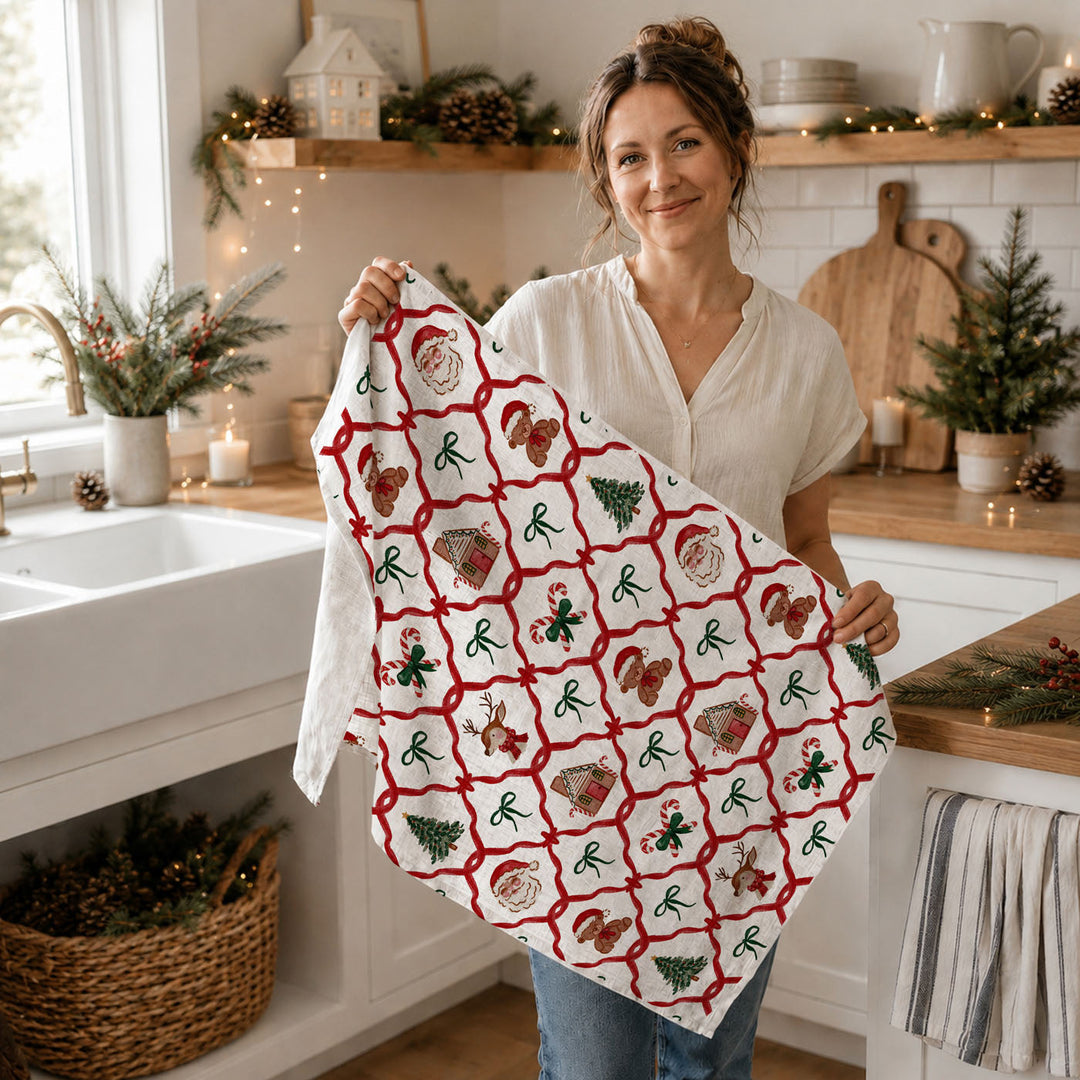Vintage Christmas Variety Cotton Kitchen Tea Towel Holiday Decor Great Gift Idea