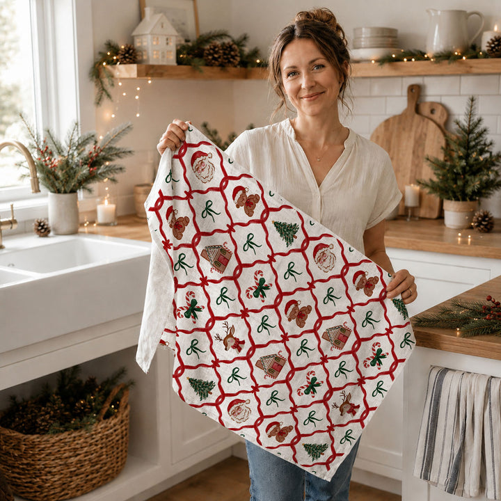 Vintage Christmas Variety Cotton Kitchen Tea Towel Holiday Decor Great Gift Idea