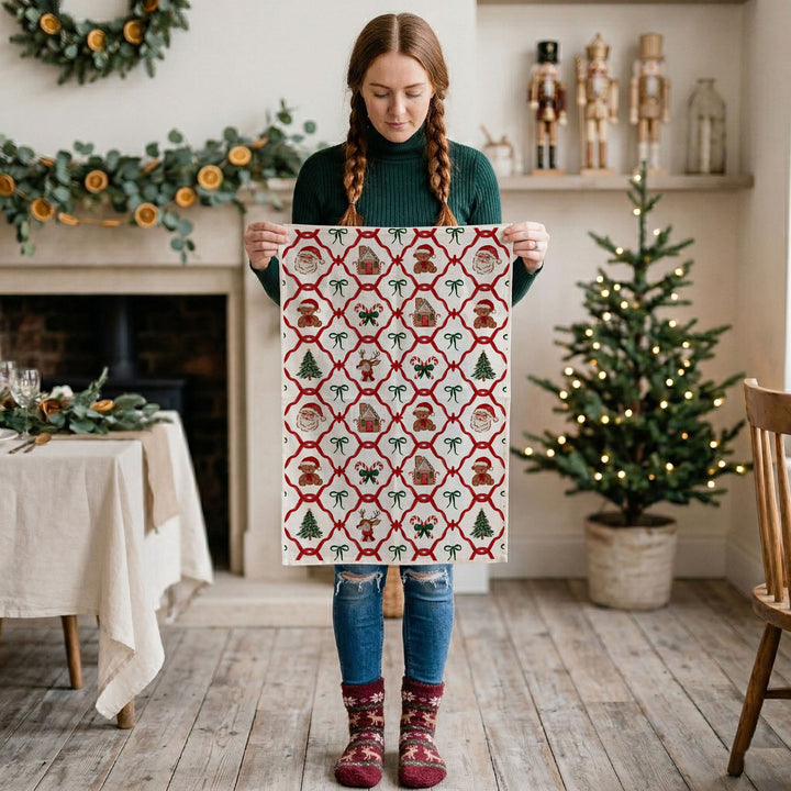 Vintage Christmas Variety Cotton Kitchen Tea Towel Holiday Decor Great Gift Idea