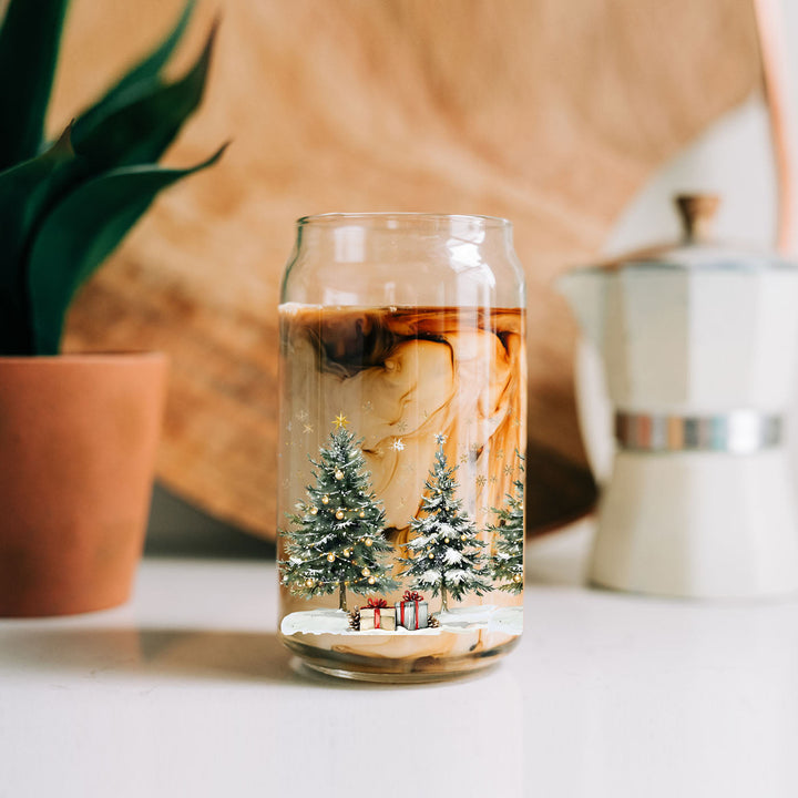 Oh Christmas Tree Glass Tumbler 17oz Bamboo Lid Straw Holiday Great Holiday Gift