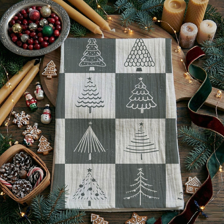 Christmas Tree Flour Sack Cotton Kitchen Tea Towel Holiday Decor Great Gift Idea