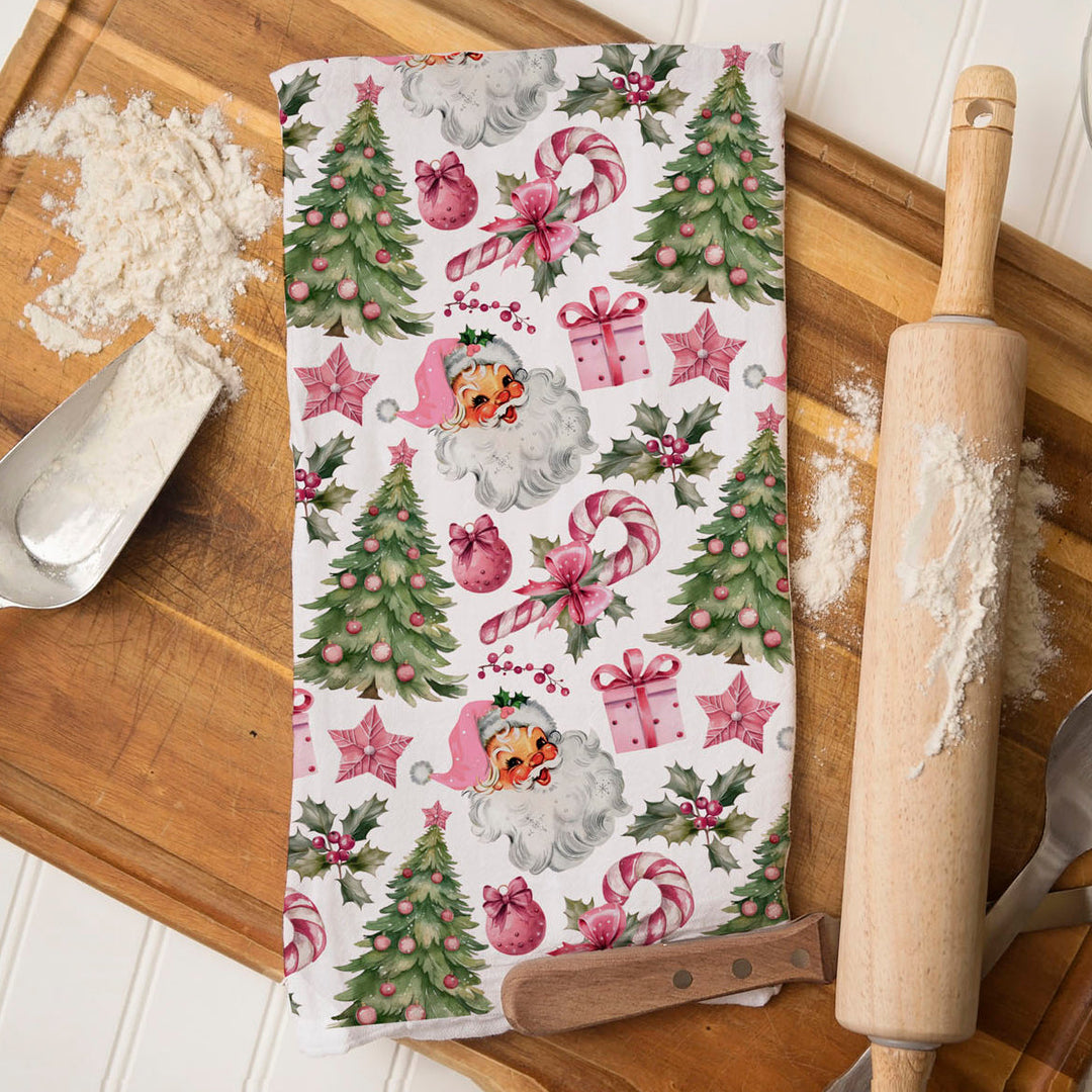 Pretty in Pinkmas Christmas Kitchen Tea Towel Pink Holiday Decor Great Gift Idea