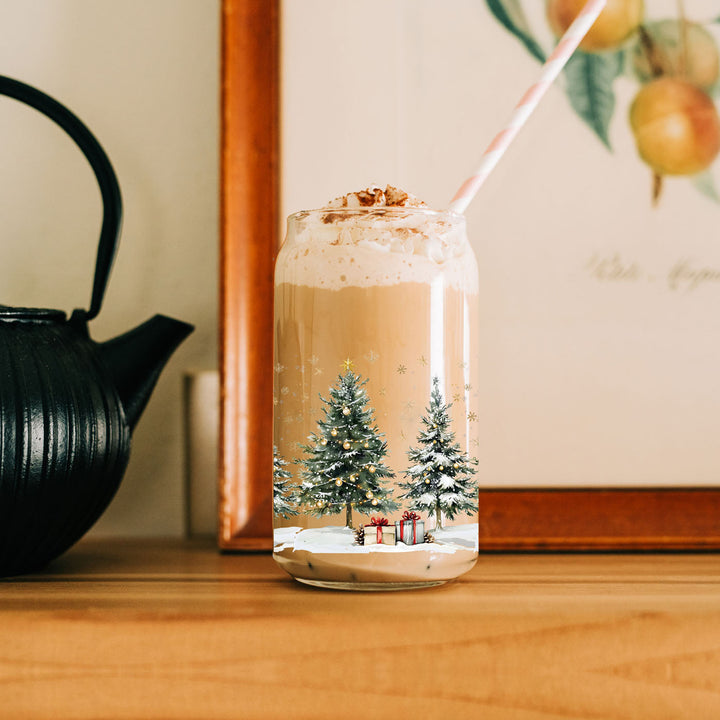 Oh Christmas Tree Glass Tumbler 17oz Bamboo Lid Straw Holiday Great Holiday Gift