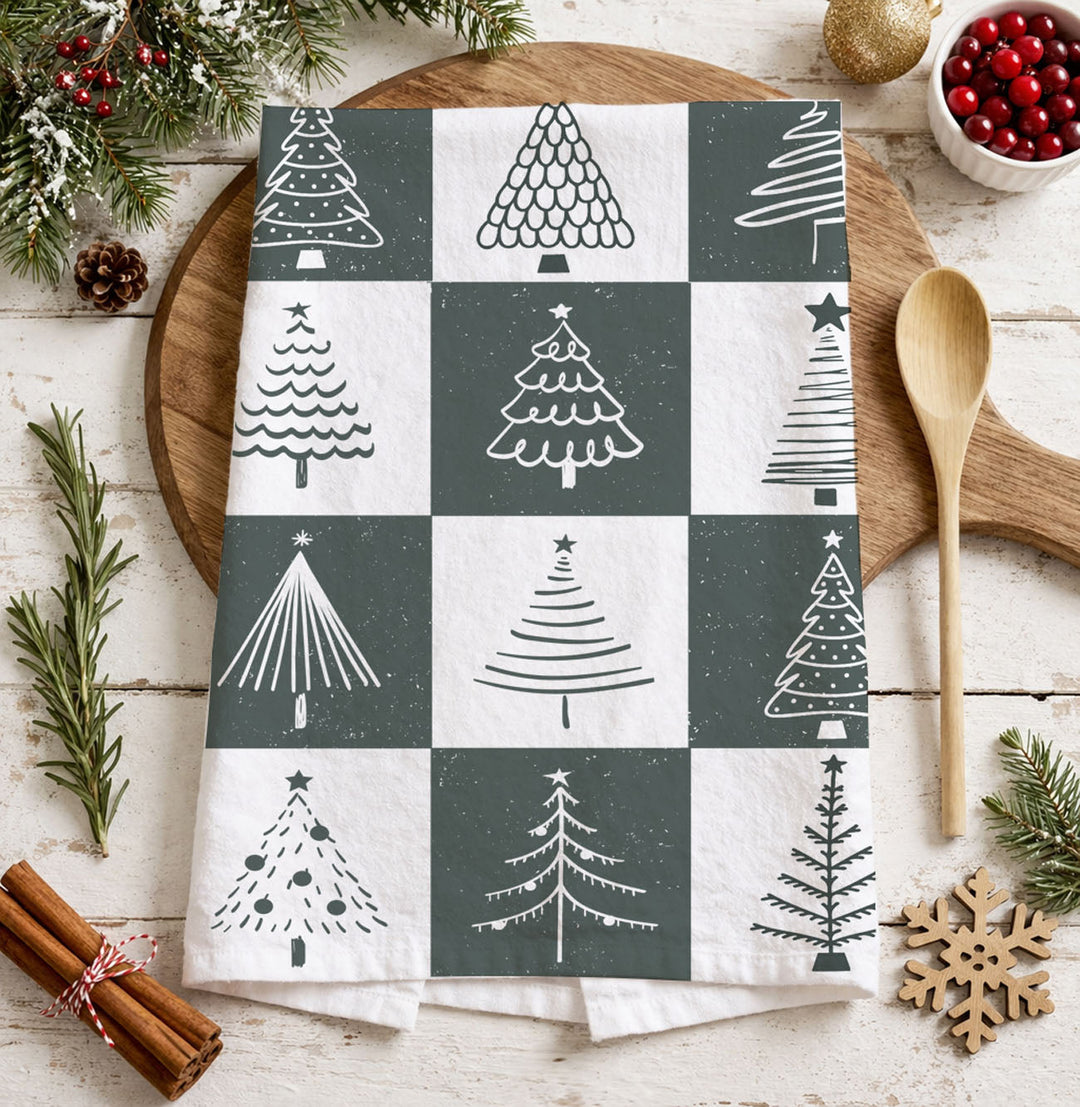 Christmas Tree Flour Sack Cotton Kitchen Tea Towel Holiday Decor Great Gift Idea
