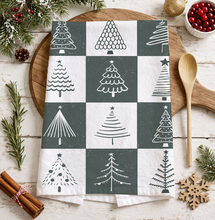 Christmas Tree Flour Sack Cotton Kitchen Tea Towel Holiday Decor Great Gift Idea