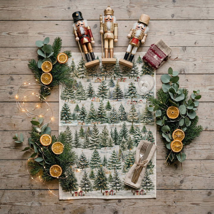 Winter Trees Christmas Kitchen Tea Towel Holiday Forest Decor Great Holiday Gift